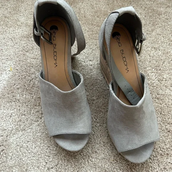 Big Buddha Gray Wedge Sandals - Picture 2 of 5